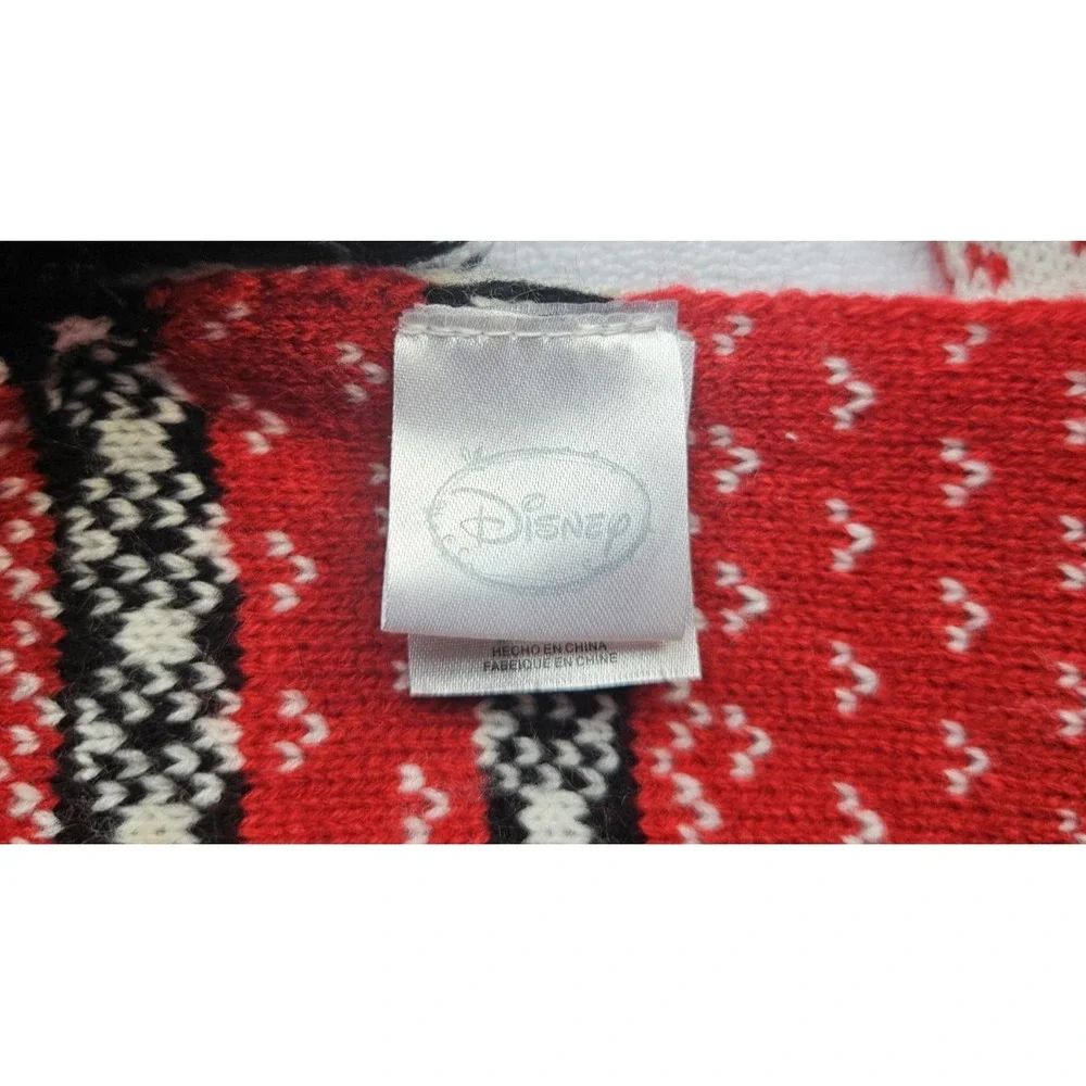 Disney Mickey Mouse PomPom Pocket Knit Winter Holiday Scarf Christmas Red White